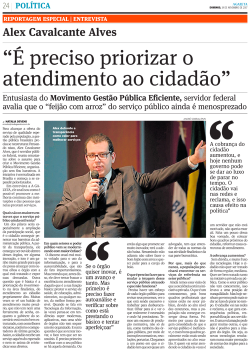 Entrevista do Coordenador Nacional do MGPE ao jornal A Gazeta (ES)